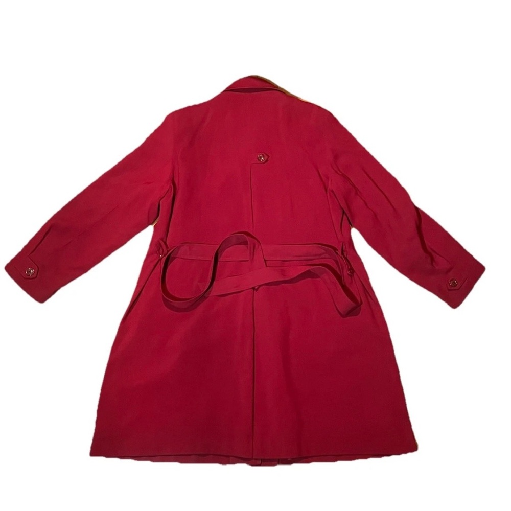 Gallery Womens Trench Coat Cotton Blend Red Size L - Picture 5 of 16